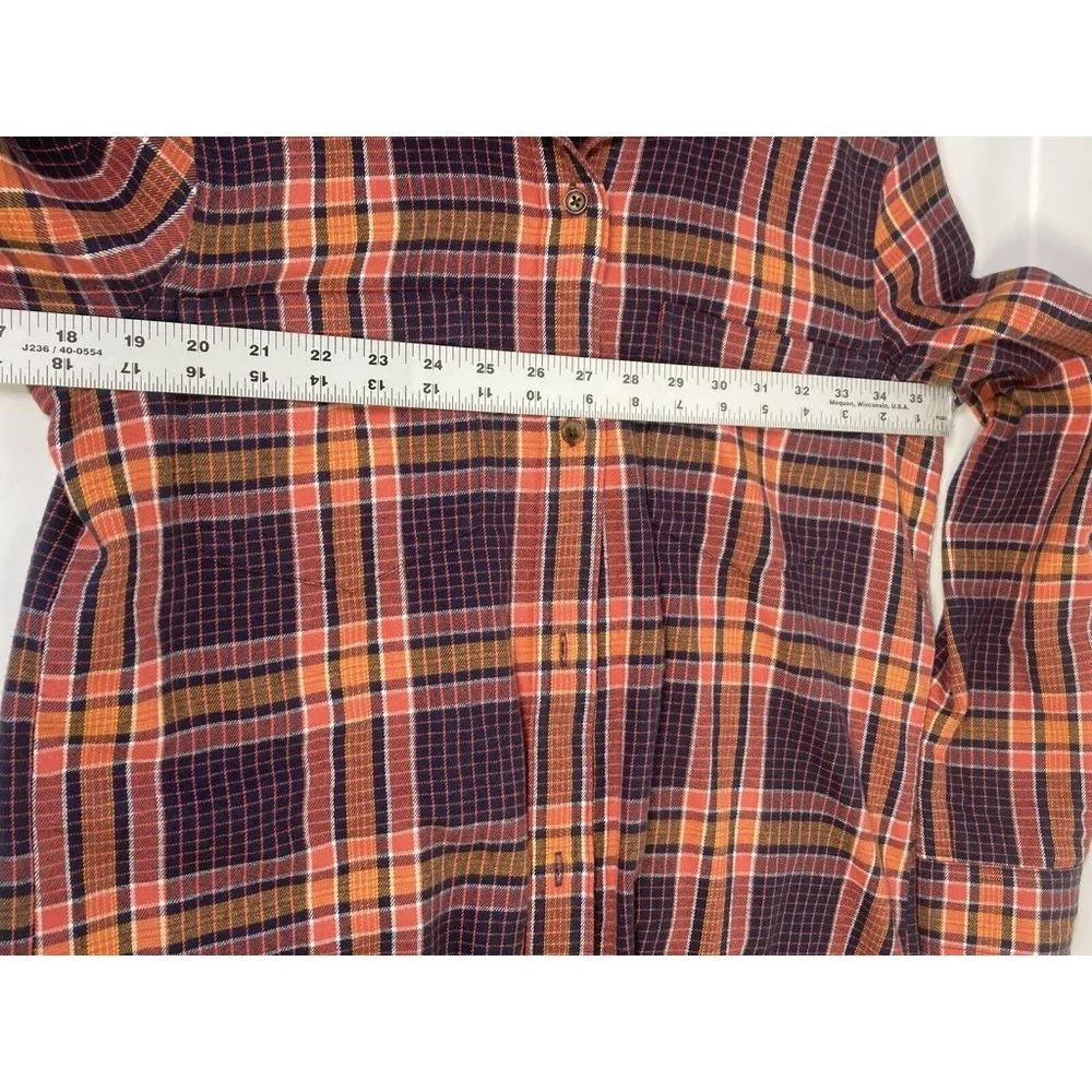Madewell women's flannel shirt size S plaid navy and rust - Picture 6 of 6